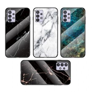 ExpressVaruhuset Samsung A33 5G Marble Shell 9H hærdet glas bagside glas bag V2 MultiColor Svart/Vit