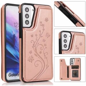 ExpressVaruhuset Samsung S21 Plus Shockproof Case Kortholder 3-POCKET Flippr V2 Pink gold