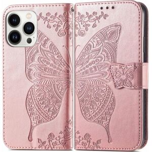 ExpressVaruhuset iPhone 14 Pro Max Wallet-etui PU-Læder 4-KOMPARTMENT Motiv Somme Pink gold