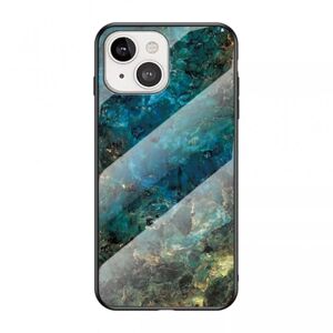 ExpressVaruhuset iPhone 13 Mini Marble Shell 9H hærdet glas bagside glas bagside MultiColor Emerald Green