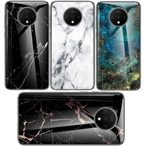 ExpressVaruhuset OnePlus 7T Marble Shell 9H hærdet glas bagside glas bagside V2 Black Svart/Vit