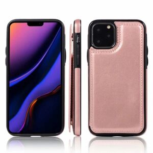 ExpressVaruhuset iPhone 11 Shockproof Cover Card Holder 3-SLOT Flippr Rosenguld