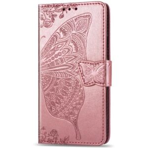 ExpressVaruhuset Samsung S10e tegnebog etui PU læder 4-LOMMES Motiv Sommerfugl Rosenguld