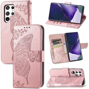 ExpressVaruhuset Samsung S24 Ultra Pung-etui PU-læder 4-LOMMES Motiv Sommerfugl