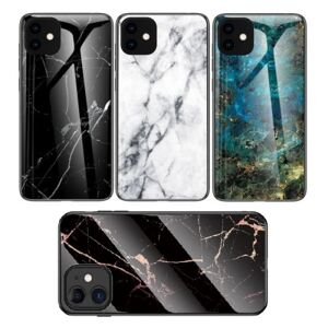 ExpressVaruhuset iPhone 12 Mini Marble Shell 9H hærdet glas bagside glas bagside Black Svart/Vit