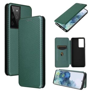 ExpressVaruhuset Samsung S21 Ultra Flip Case Kortrum CarbonDreams Grøn Green