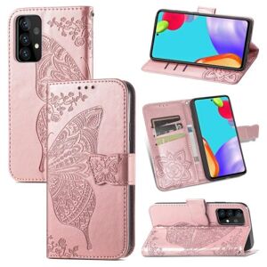 ExpressVaruhuset Samsung A13 4G Pung etui PU-læder 4-KOMPARTMENT Motiv Butterfly Pink gold