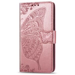 ExpressVaruhuset Samsung S10 Pung Etui PU-læder 4-LOMMES Motiv Sommerfugl Rosenguld