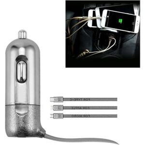 Veeki Quick Charge biloplader, 3 i 1 hurtigopladningsledning til Iphone 13/pro Max/pro, 12/11, Samsung Galaxy, Ipad, Kamera, egnet til de fleste Carsgrey