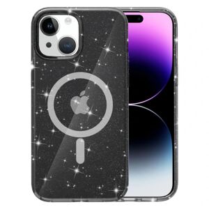 Apple Glitter MagSafe Cover iPhone 15 Gennemsigtig Sort