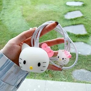 Cute Cartoon Fast Charger Protector til Apple 18W 20W iPhone 14 13 12 hello kitty