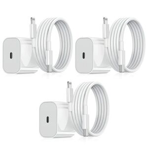 Apple Oplader til iPhone - Hurtigoplader - Adapter + Kabel 20W USB-C Hvid 3-Pack iPhone 3-Pack iPhone
