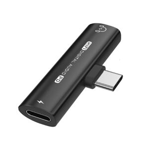 INF USB-C til 3,5 mm adapter til hovedtelefoner og oplader Sort Sort