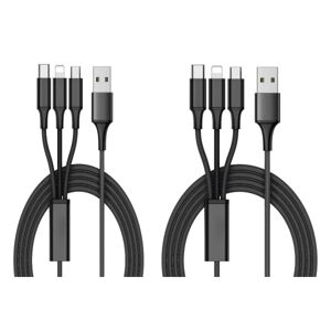 Mobil o Teknik 2-Pack oplader - Ladekabel Multi 3in1, USB-C, Micro-USB, iPhone - Black