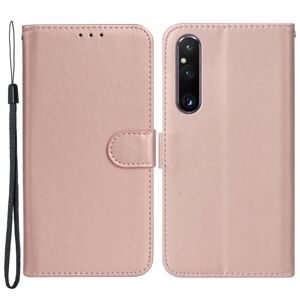 SKALO Sony Xperia 1 V Flip Cover m. pung i PU-læder - Rosa guld Pink gold