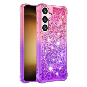 SKALO Samsung S24 Kvicksand Glitter Hjerter TPU Cover - Pink-Lil Multicolor