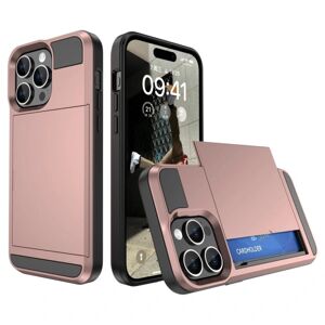 SKALO iPhone 15 Armor Cover kortholder - Rosa guld Pink gold