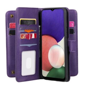 SKALO Samsung A22 5G 10-SLOT Pung Etui - Lilla Purple