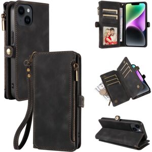 SKALO iPhone 15 Big Wallet 11-RUM Pungetui - Sort Black