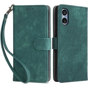 SKALO Sony Xperia 5 V Flip Cover m. pung i PU-læder - Grøn Green