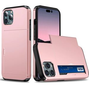 SKALO iPhone 14 Pro Max Armor Cover kortholder - Rosa guld Pink gold