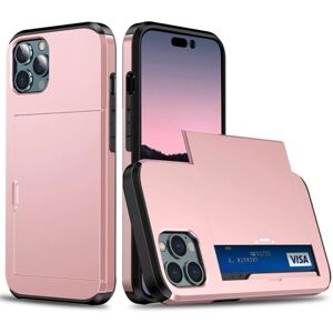 SKALO iPhone 14 Pro Armor Cover kortholder - Rosa guld Pink gold