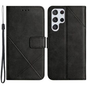 SKALO Samsung S22 Ultra Embossed Wallet Case i PU-læder - Sva Black