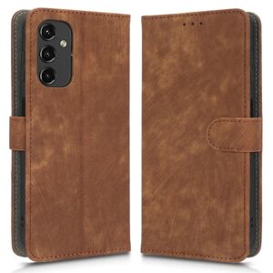 SKALO Samsung A14 4G/5G Flip Cover m. pung i PU-læder - Brun Brown