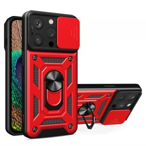 SKALO iPhone 15 Pro Armor Hybrid Metal Ring Camera Slider - Rød Red