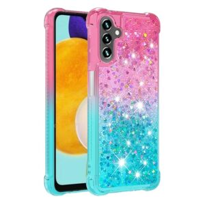 SKALO Samsung A04s 4G Kvicksand Glitter Hjerter TPU Cover - Pink Multicolor