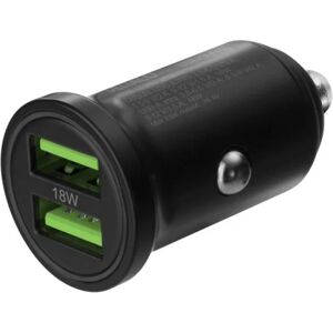 Deltaco USB car charger, 2x USB-A 18 W, fast charging, 36 W tota