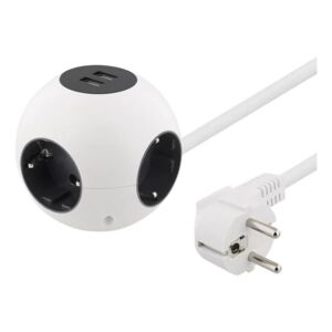 Deltaco Power globe, 2xUSB-A 2.1A, 4xCEE 7/4, 1xCEE 7/7, white