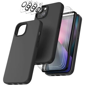 Case4you iPhone 14 Plus [8-PACK] 6x hærdet glas + 1x silikonecover Black iPhone 14 Plus  - Skärmskydd + Linss