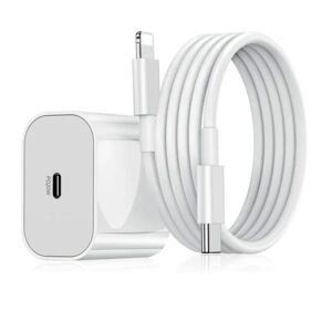 Apple iphone snabbladdare USB-C strömadapter 20W + 2m Kabel White (1st Laddare & 1st 2m laddkabel)