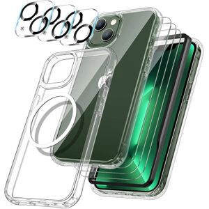 Case4you iPhone 15 [9-PACK] 6x hærdet glas + 1x silikoneskal TPU + stel Transparent iPhone 15