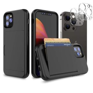 Case4you iPhone 13 Pro etui Stødabsorberende kortholder mobilcover + obje Black iPhone 13 Pro- 6.1 +2 linser