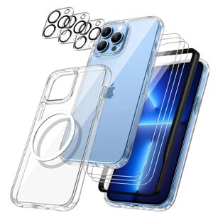 Case4you iPhone 14 Pro Max [9-PACK] 6x hærdet glas + 1x silikoneskal TPU Transparent iPhone 14 Pro Max (6.7)