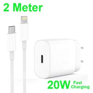 I Charger iPhone 20W USB-C hurtigoplader OG 2 meter USB-C Lightning-kabel White