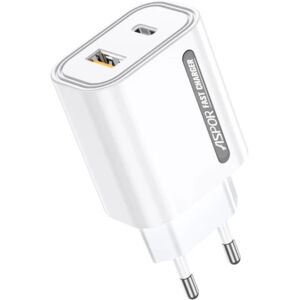 Oplader 33W - Hurtigoplader - USB 3.0 & USB-C - Strømadapter White