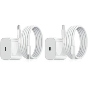 2-Pak - Hurtig Oplader til Samsung Adapter+Kabel 20W USB-C White