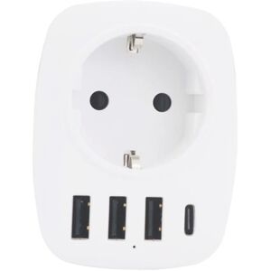 Apple USB-udtag for flere nät, USB-laddare med flere udtag med 1 AC-udgang, 1 USB C og 3 USB-porte, eluttag kompatibel med iPhone/iPad, idealisk for hemm