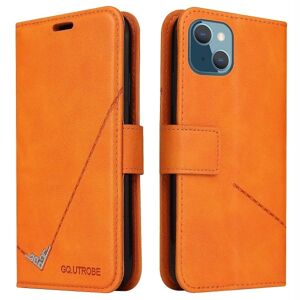 Apple Gq.utrobe For Iphone 14 Rektangulär Metalldekor Pu Case Magnetlås Telefon Plånboksställ Cover Orange