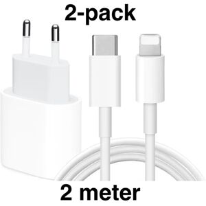 Otego 2 iPhone Oplader Hurtigoplader - Adapter + Kabel 20W USB-C 2m White