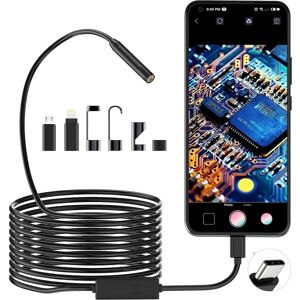 Unbranded 1920P HD Snake Inspection Endoscope, Type C Endoscope, Scope Camera med 8 LED-lys til Android og iOS Smartphone, iPhone, iPad, Samsung