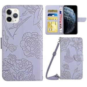 BATTERY Plånbok Phone case For Iphone 11 Pro Max 6,5 tum Pu Läder Butterfly Flowers Imprinting Telefonskal Stötsäkert Stand Case Med Shoulder Str. null ingen