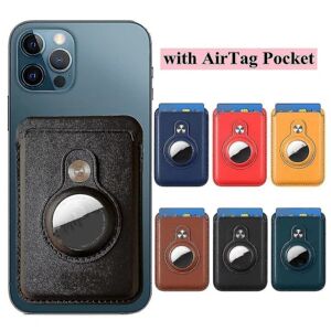 BATTERY Magsafe kortplånbok kompatibel Iphone 12/13-serien med AirTag fika Magnetisk plånbokskortholdere i läder Black