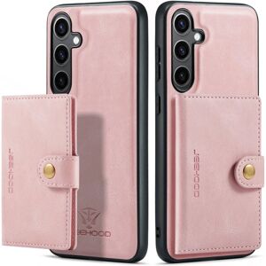 Floveme Læderpung med magnetisk holder til Galaxy S24 Plus Pink gold