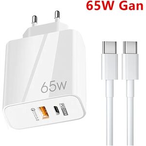 65W GaN Hurtigladdare med USB C-kabel, til mobil og MacBook Pro