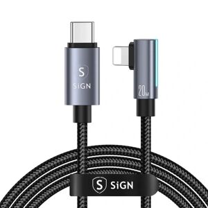 SiGN USB-C til Lightning Kabler 2m 20W Flettet - Sort