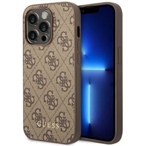 GUESS iPhone 14 Pro Max Cover 4G Saffiano Metal Guld Logo - Brun